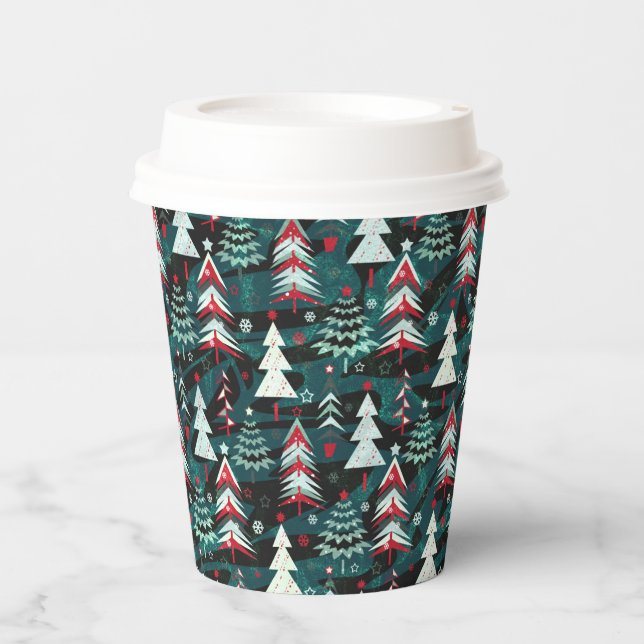 Gobelets En Papier Les arbres de Noël. (Recto)