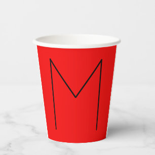 Gobelets En Papier Lettre initiale Monogramme moderne minimaliste rou