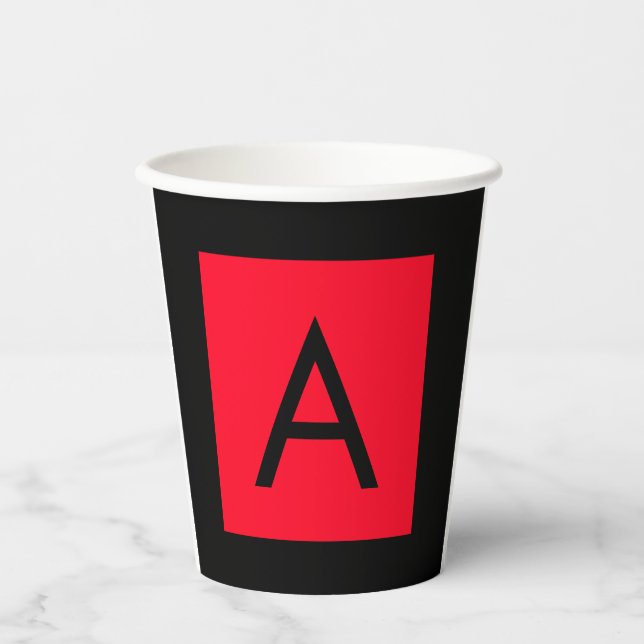 GOBELETS EN PAPIER LETTRE INITIALE NOIRE ROUGE LETTRE NOIRE PLACE (Recto)