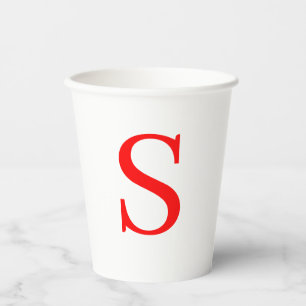 GOBELETS EN PAPIER LETTRE INITIALE ROUGE ET BLANCHE MINUSCULE MONOMOB