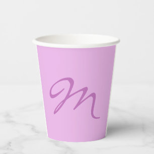 Gobelets En Papier LETTRE INITIALE Tendance Lilac Orchid Couleur Mono