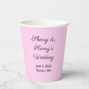 Gobelets En Papier Lettres douces rose et noir : Mariage