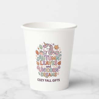 Gobelets En Papier Licorne Feuilles d'automne et rêves de licorne Typ