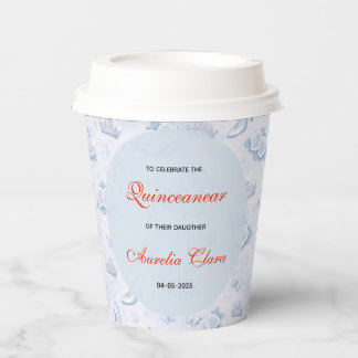 Gobelets En Papier Light Blue Silver Princess Quinceanera Birthday 