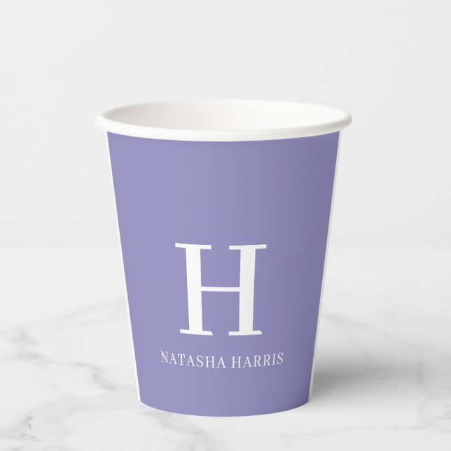 Gobelets En Papier Lilac Custom Monogram Business Branding (Recto)