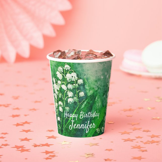 Gobelets En Papier Lily of the Valley Coupes personnalisées de papete (Insitu)