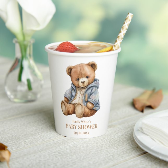 Gobelets En Papier L'Invitation Baby shower De L'Ours En Teddy Peut A (Insitu)