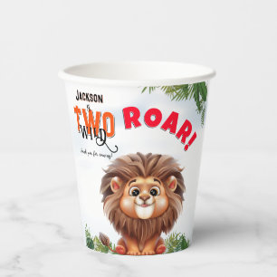 Gobelets En Papier Lion Safari deux Anniversaires de enfants sauvages