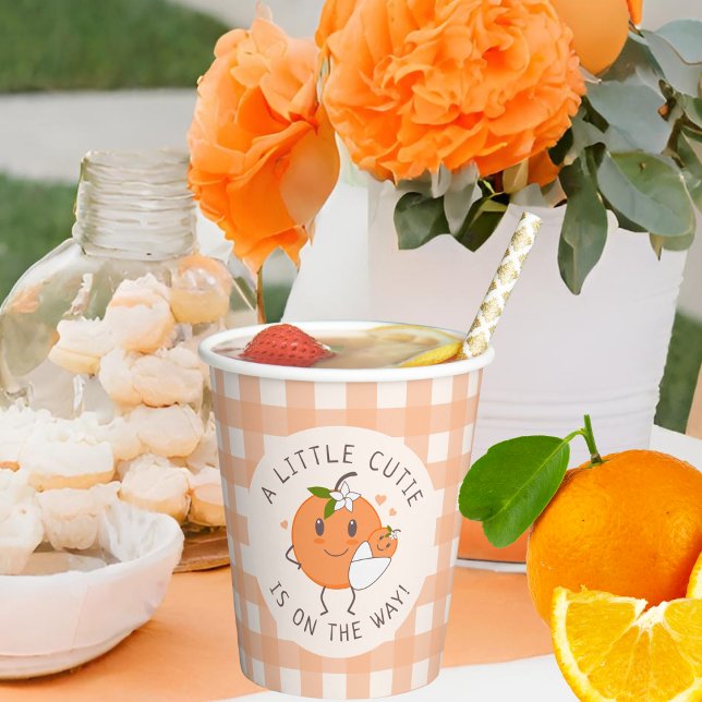 Gobelets En Papier Little Cutie En route | Baby shower orange migre (Créateur téléchargé)