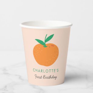 Gobelets En Papier Little Cutie Orange Premier Anniversaire Coupes de