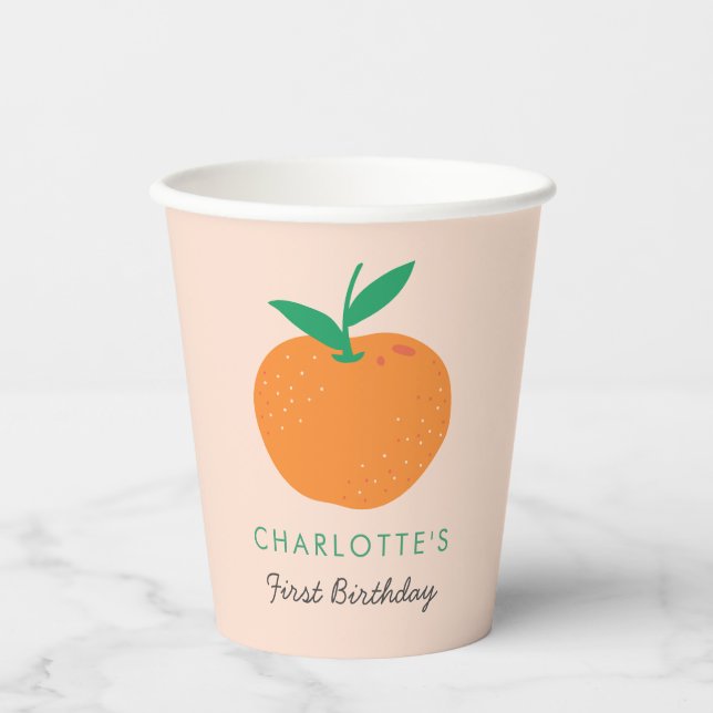 Gobelets En Papier Little Cutie Orange Premier Anniversaire Coupes de (Recto)