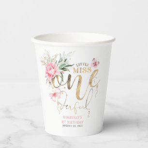 Gobelets En Papier Little Miss Onederful Cute Floral 1er anniversaire