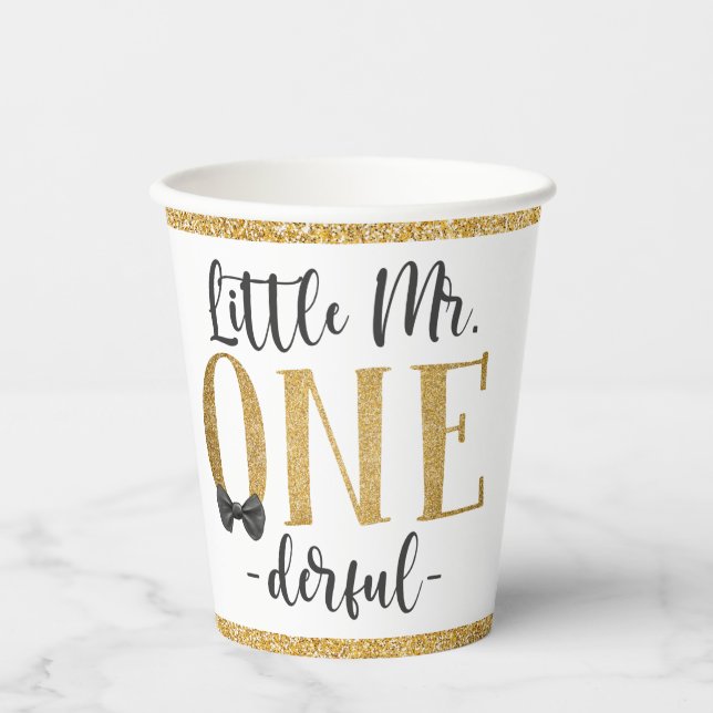 Gobelets En Papier Little Mr One Derful 1er Anniversaire tasse de pap (Recto)