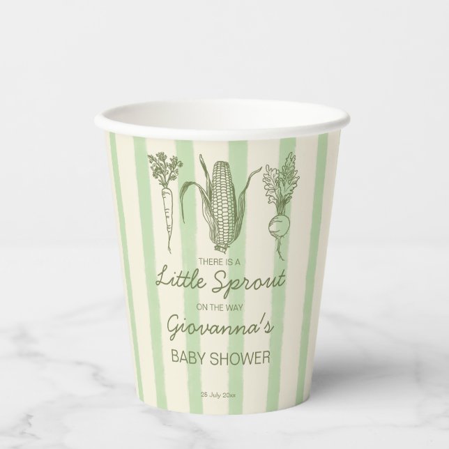 Gobelets En Papier Little sprout farmers market baby shower monogram  (Recto)
