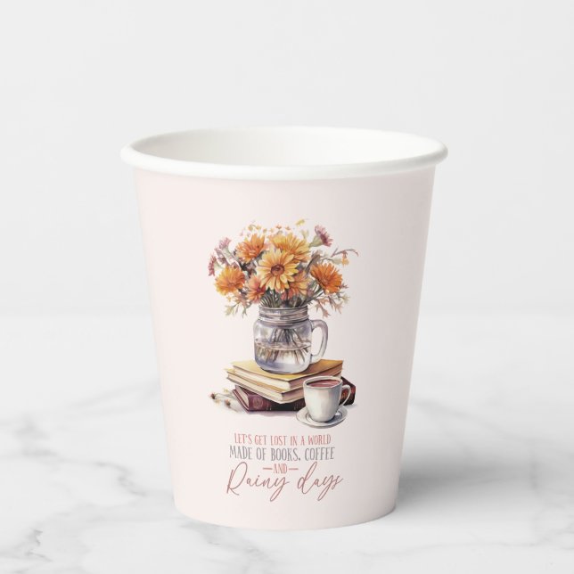 Gobelets En Papier Livres, café et jours pluvieux (Recto)