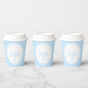 GOBELETS EN PAPIER LOGO D'AFFAIRES EN COULEUR BLEUE MARQUÉ SIMPLE COM