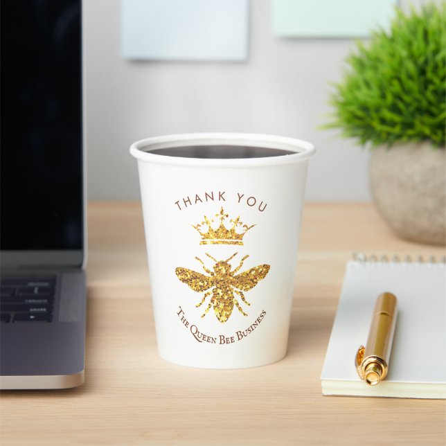 Gobelets En Papier logo de la reine des abeilles (Insitu)