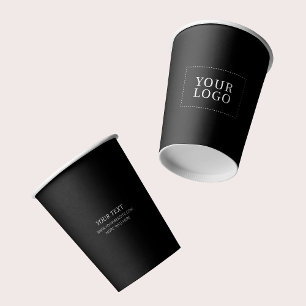 Gobelets En Papier Logo de société minimal noir personnalisé