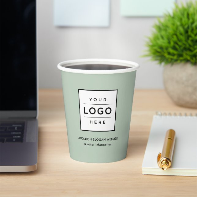 Gobelets En Papier Logo de société vert clair marqué (Insitu)