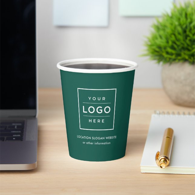Gobelets En Papier Logo de société vert forêt personnalisé (Insitu)