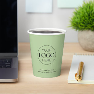 Gobelets En Papier Logo d'entreprise Brandé Thistle Green