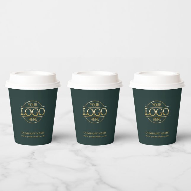 Gobelets En Papier Logo d'entreprise élégant et vert foncé (Multi)
