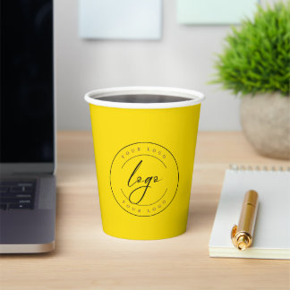 Gobelets En Papier Logo d'entreprise | Gold & Navy Blue Minimal Perso