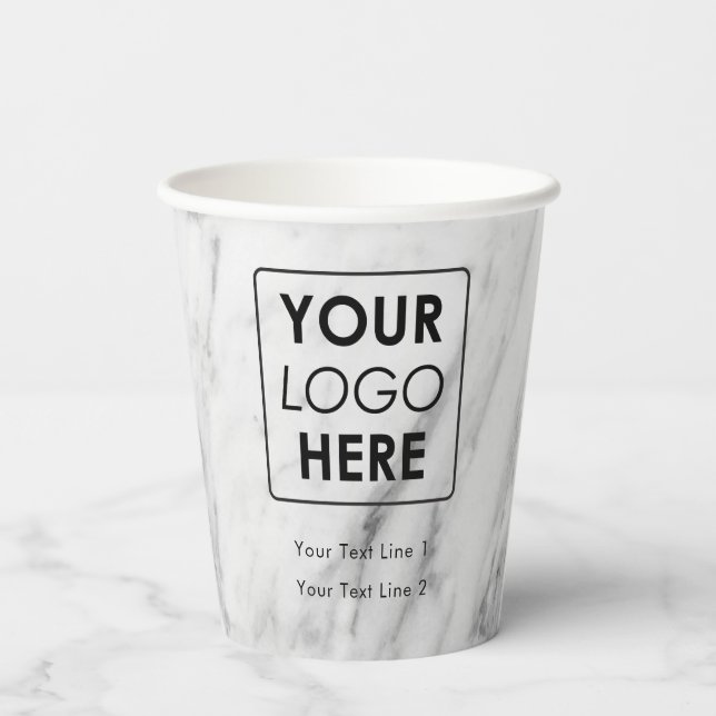 Gobelets En Papier Logo d'entreprise Marbre blanc professionnel moder (Verso)