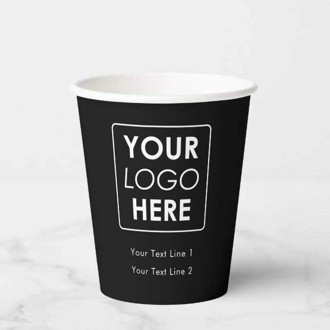 Gobelets En Papier Logo d'entreprise Moderne Professionnel Simple Noi (Recto)