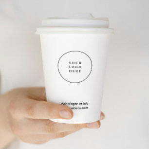 Gobelets En Papier Logo d'entreprise Noir Blanc Minimal Business