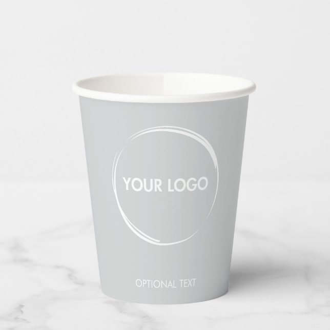 Gobelets En Papier Logo d'entreprise personnalisé Modèle gris clair (Gauche)