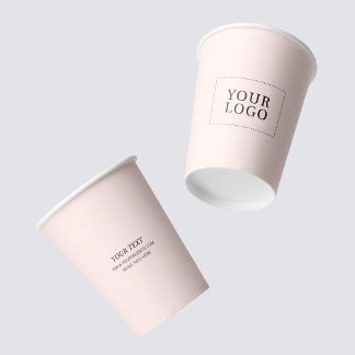 Gobelets En Papier Logo d'entreprise simple rose minimaliste personna