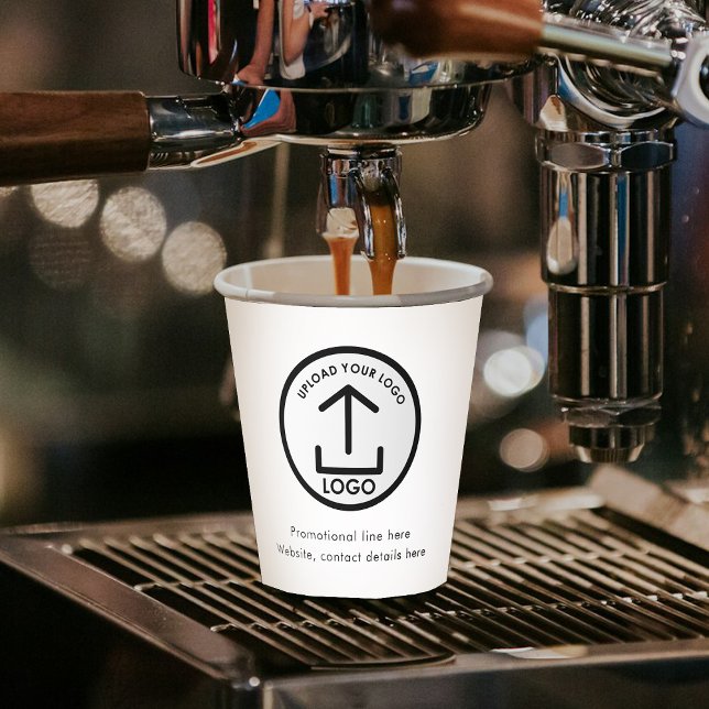 Gobelets En Papier Logo et texte d'entreprise simple et professionnel (White Simple Professional Business Logo & Text Paper Cups)