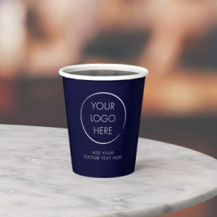 Gobelets En Papier Logo personnalisé de base, entreprise ou marketing
