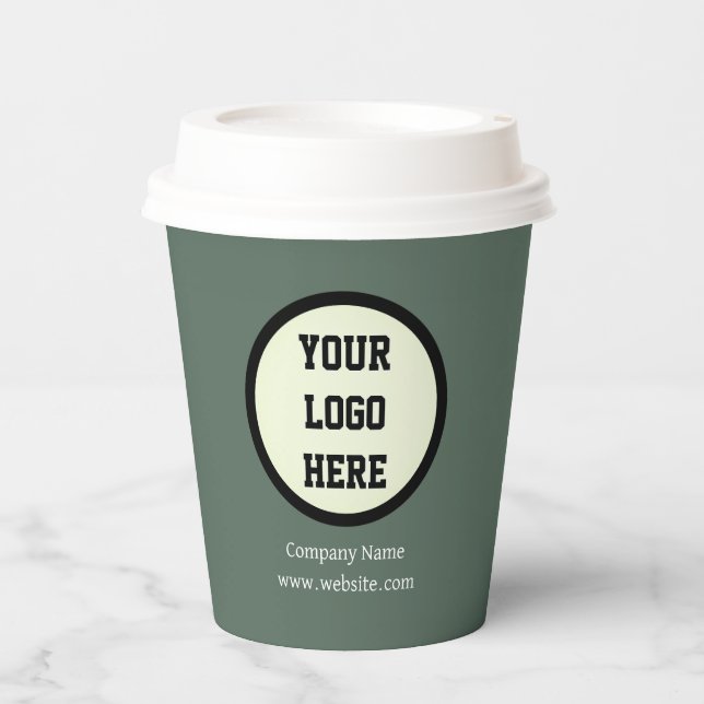 Gobelets En Papier Logo personnalisé Entreprise Sage Green Entreprise (Recto)