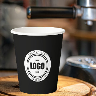 Gobelets En Papier Logo personnalisé noir