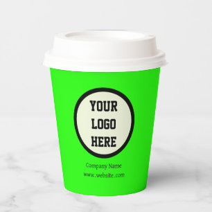 Gobelets En Papier Logo Personnalisé Société Neon Green Business Entr