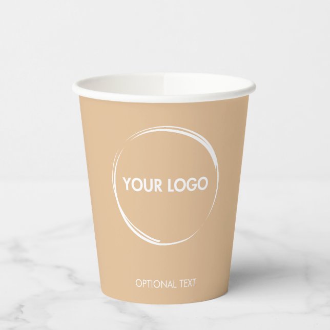 Gobelets En Papier Logo Professionnel Personnalisé Modèle Tan Beige (Gauche)