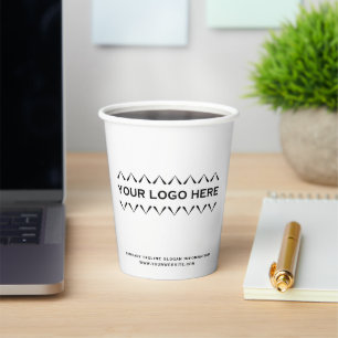 Gobelets En Papier Logo Professionnel Simple Blanc