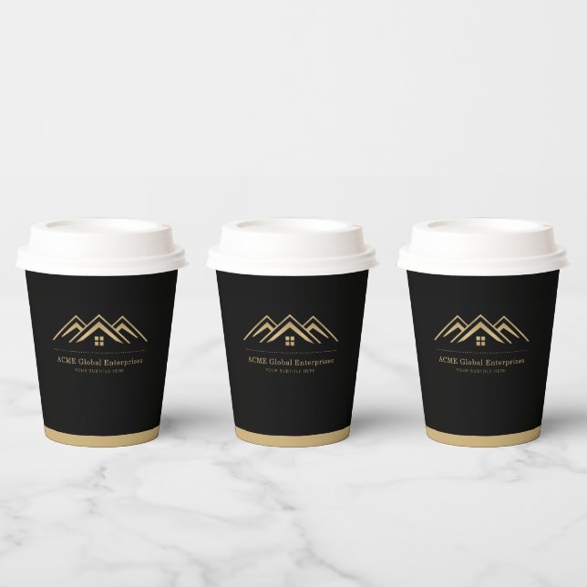 Gobelets En Papier Logo Promotionnel immobilier moderne (Multi)