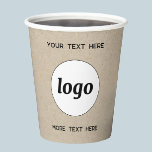 Gobelets En Papier Logo Simple Avec Texte Professionnel Promotionnel