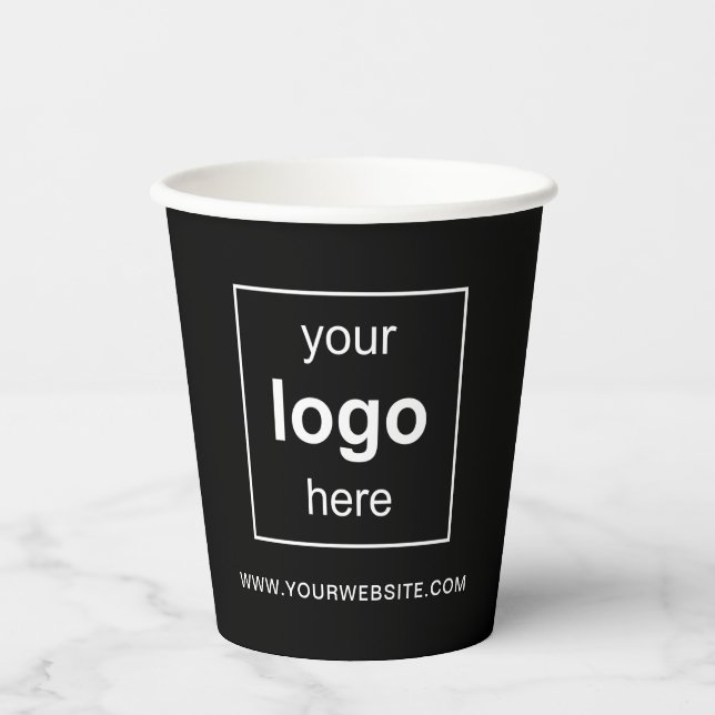 Gobelets En Papier Logo simple Black Custom Business (Recto)