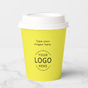 Gobelets En Papier Logo simple jaune QR Code Entreprise Swag