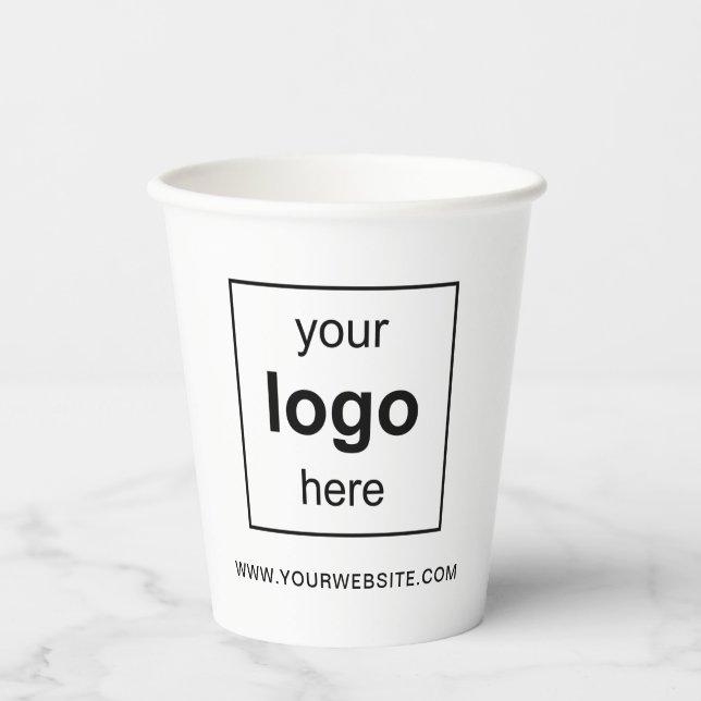 Gobelets En Papier Logo Simple White Business (Recto)