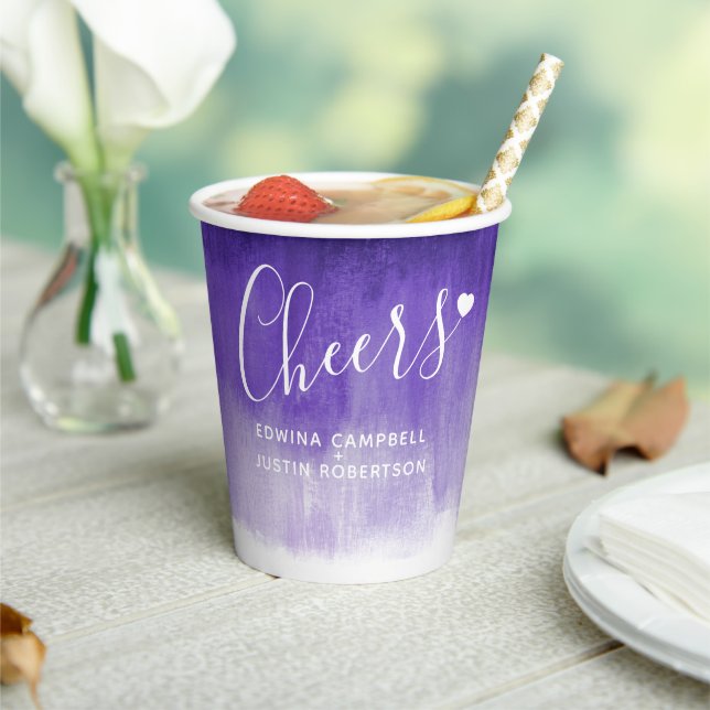 Gobelets En Papier Loose art peint abstrait violet mariage (Insitu)