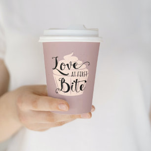 Gobelets En Papier Love at First Bite Cupcake Quote Patisserie