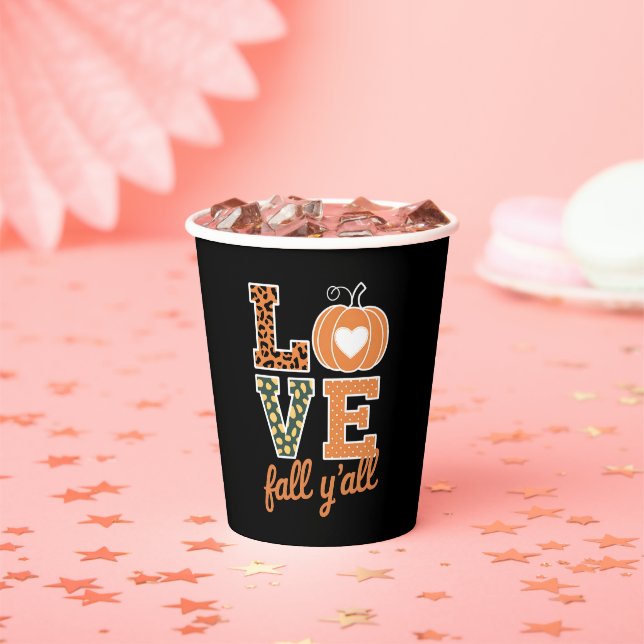 Gobelets En Papier Love Fall Y'All Empreinte de léopard Fall Thanksgi (Insitu)