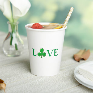 Gobelets En Papier Love Green Irish Clover Shamrock St. Patrick's Day