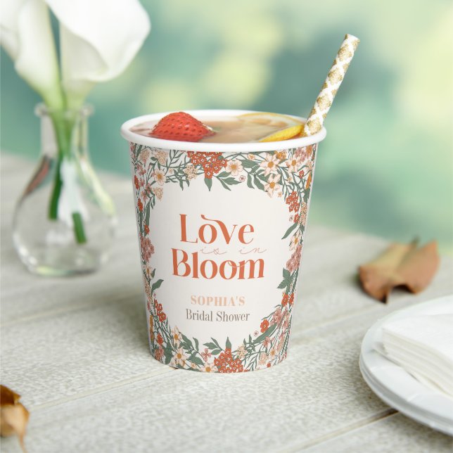 Gobelets En Papier Love is in Bloom Boho Wildflower Bridal Shower (Insitu)