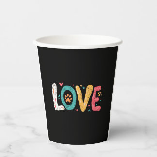 Gobelets En Papier LOVE Paw – Typographie artistique pour amoureux de